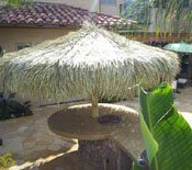Single Pole Palm Palapa in an Outdoor Counter